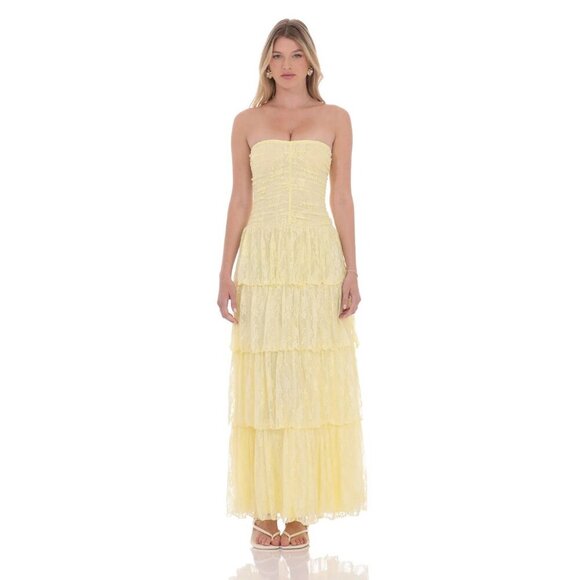 COMING SOON LUCY IN THE SKY YELLOW LACE MAXI DRESS - Picture 1 of 3